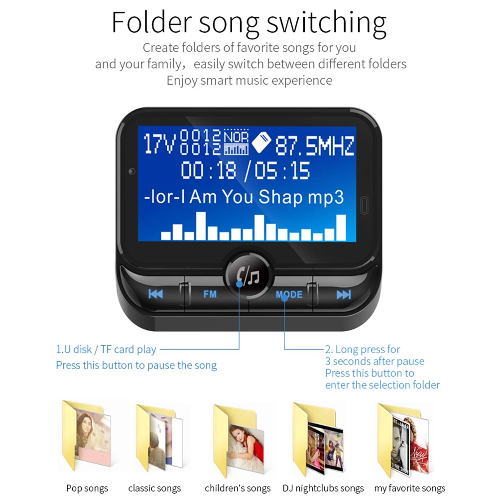 Carregador de Carro Bluetooth Player Carro Inteligente Transmissor fm Duplo Usb Handsfree Modulador Bc32 1.8 Lcd Mp3 25 Bc32 1.8