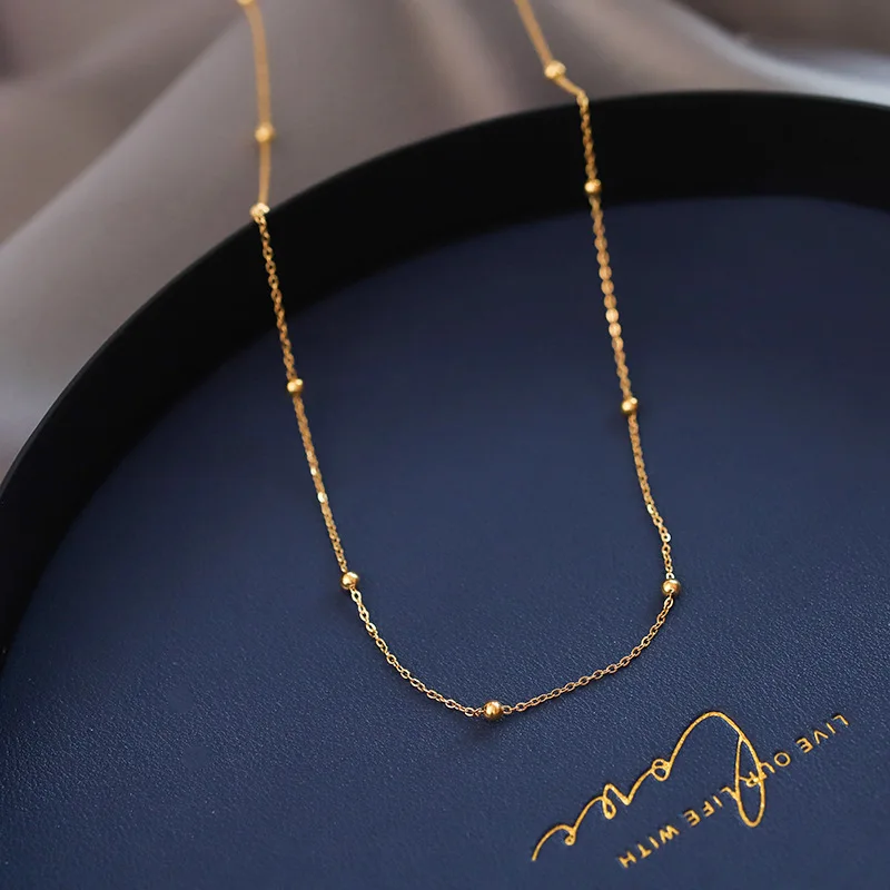 Cuban Necklaces Fashion Necklace Stainless Steel Necklace Metal Necklace Choker Necklace 316L Stainless Steel Gold Color Ball Necklaces
