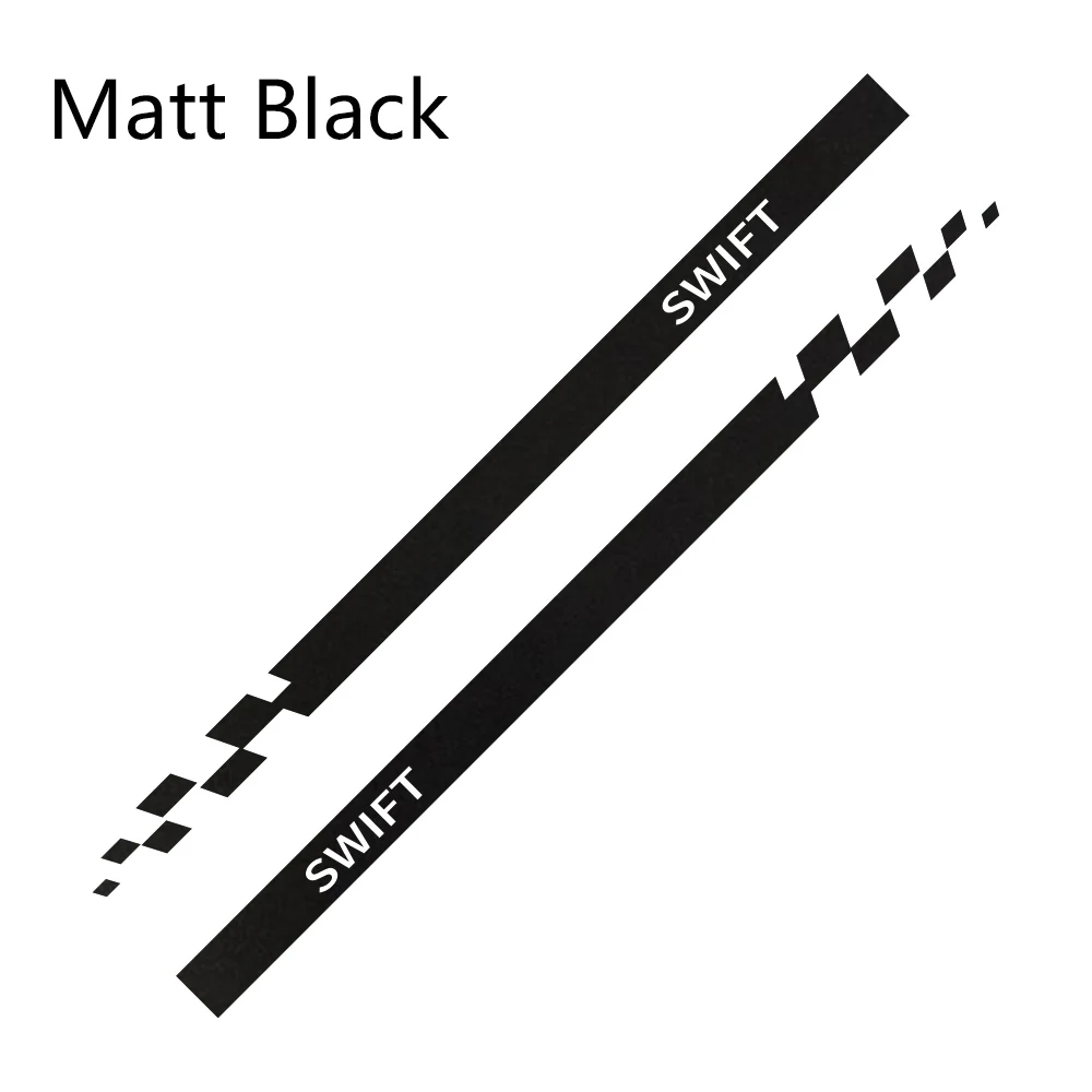 Matt Black 2 шт. спортивные автомобильные дверные боковые юбки в полоску виниловые наклейки для автомобиля Стайлинг кузова Декор Наклейка для Suzuki Swift Пленительные автомобильные аксессуары - Название цвета: Matt Black