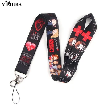 

YIMUBA Newest Cartoon Grey Doctor Lanyards Key Chain Mobile Phone Webbing Neck Straps with Keyring ID Card Badge Holder Chaveiro