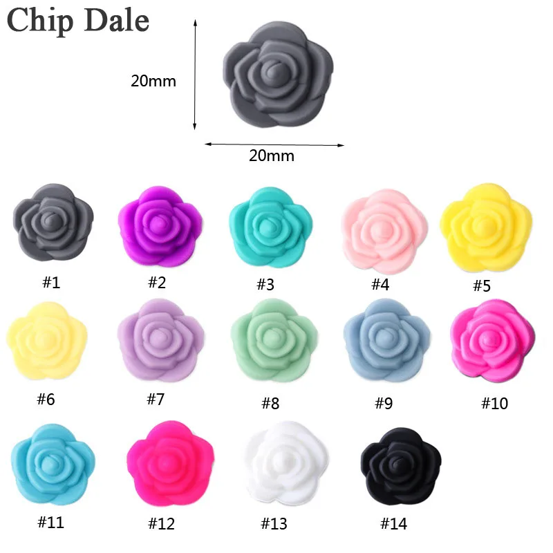 

Chip Dale 10pcs/lot Rose Flower Silicone Beads Baby Teethers BPA Free Baby Teething Toys Accessories For Pacifier Chain