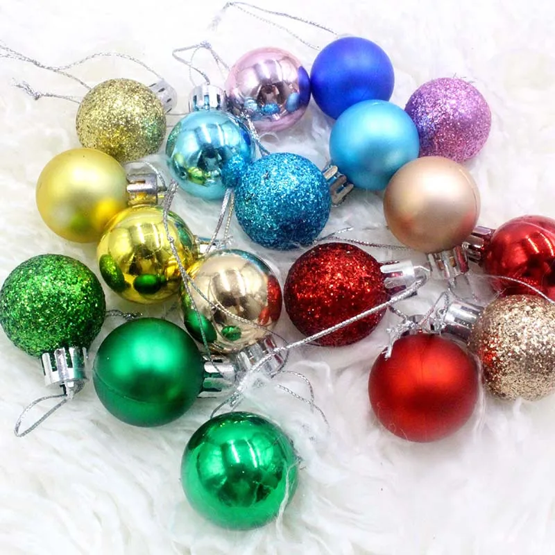 24pcs 30mm Christmas Tree Ball Decorations Party Hanging Ornament Bauble Red/Gold/Champagne/Rose Drop Pendant Xmas Home Gifts