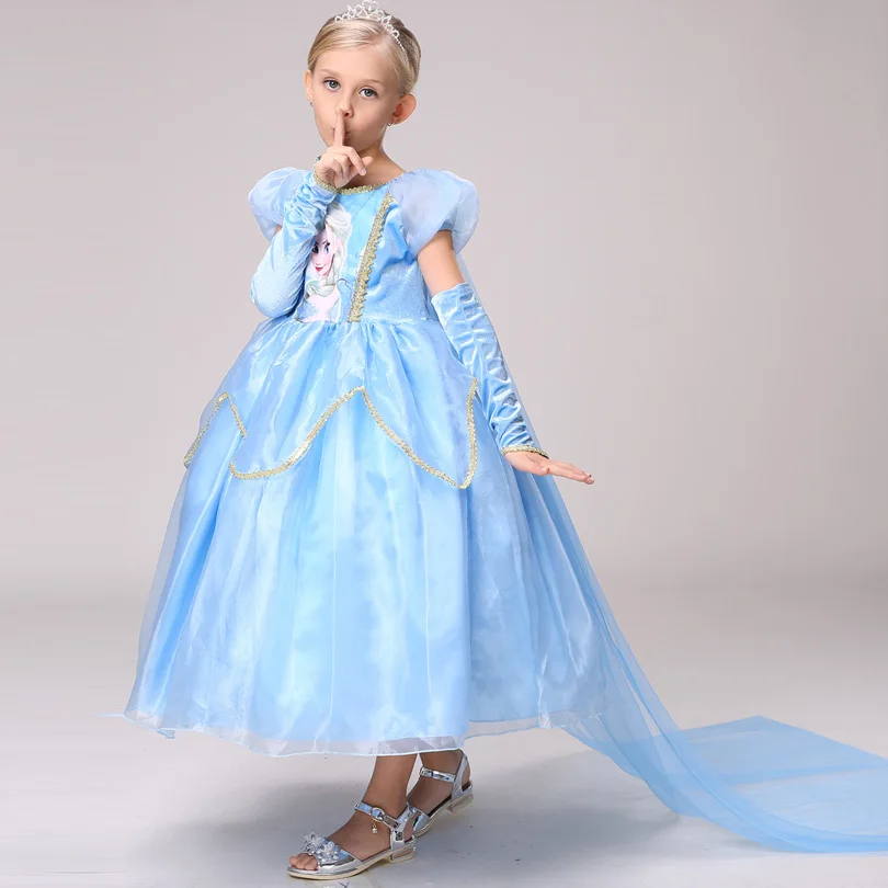 Новая модная детская одежда для девочек платье Анны и Эльзы платья с Эльзой для маленьких девочек, детские платья принцессы для девочек от 4 до 10 лет