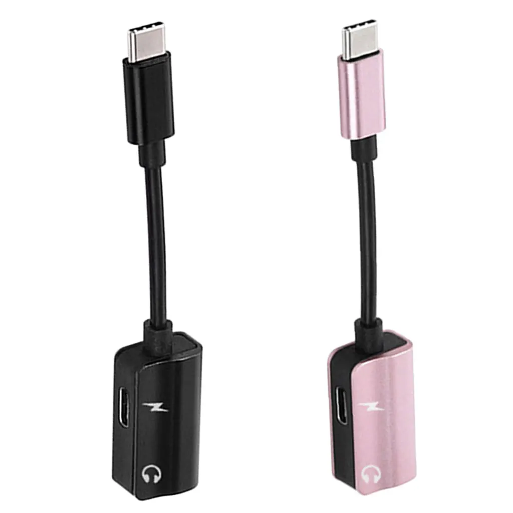 Тип C до 3,5 мм зарядное устройство аудио переходник для наушников USB C кабель розовое золото+ черный