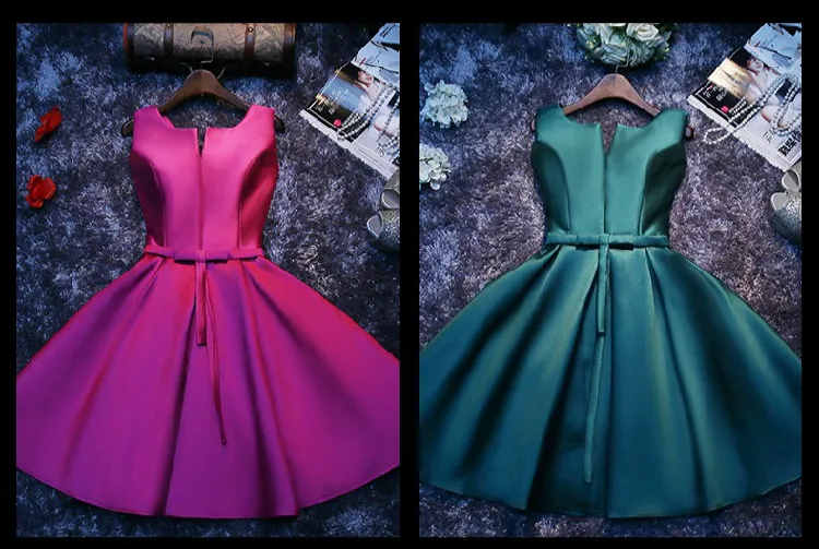 Special Occasion Dress Party Student Birthday Short Evening Gown O-neck Fashion Above Knee Prom Dresses Arabic ES30257