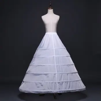 

Womens Full Length White Crinoline Petticoat A-Line 6 Hoops Skirt Slips Long Underskirt for Wedding Bridal Dress Ball Gown E15E