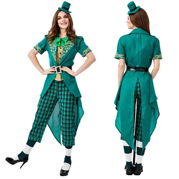 

New European Halloween Carnival Irish Goblin Family Clothing Saint Paric Carnival Costume Stage Performation Costume 1945L49