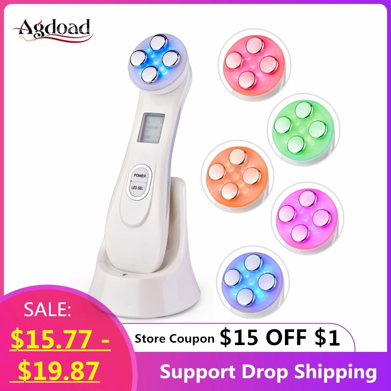  Radiofrequency Skin Tightening 5 in 1 Facial Lifting LED Photon Anti Aging Device Blackhead Acne Wr