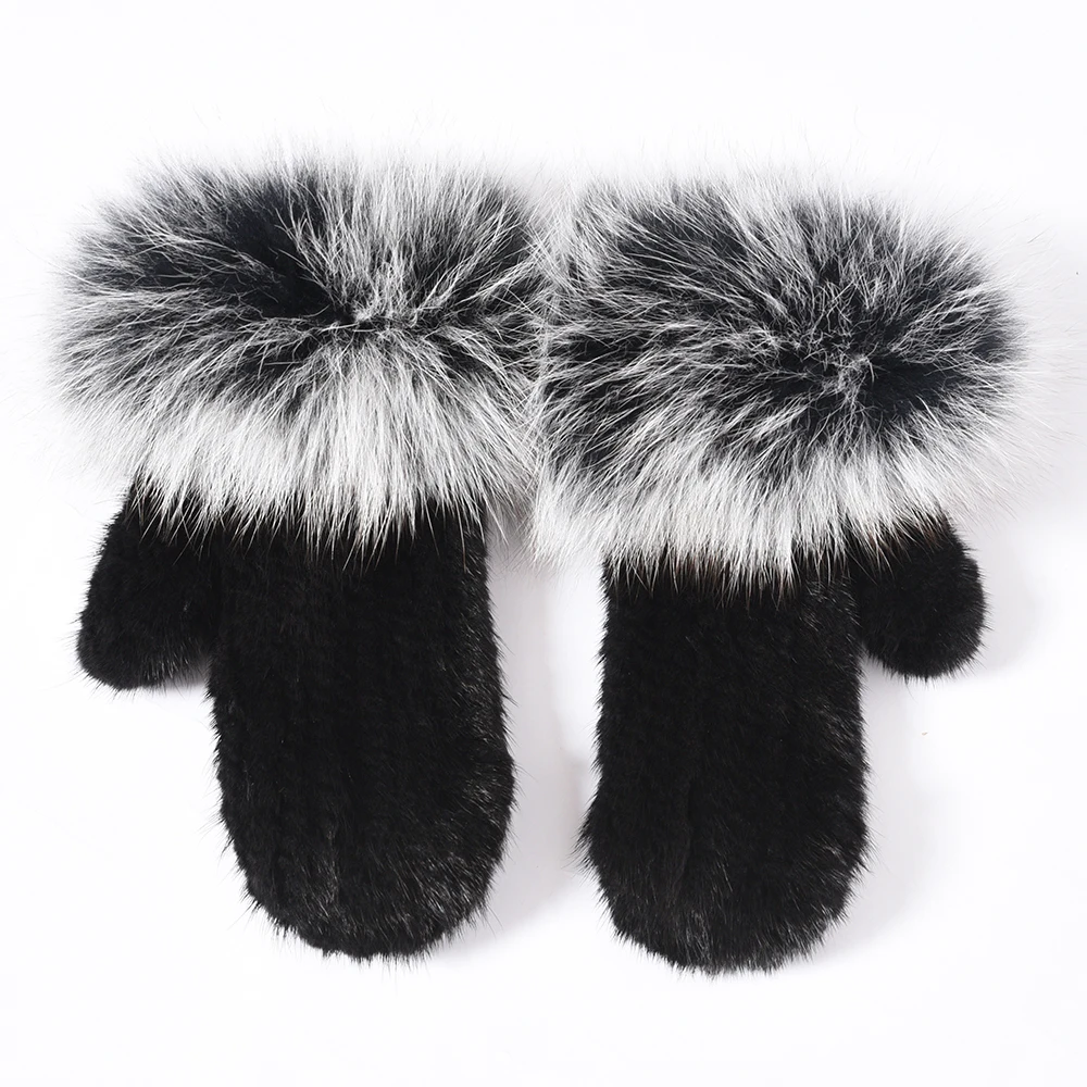 Black Frosted Jancoco Max Новое поступление перчатки из натурального меха норки зимние теплые варежки из натурального меха лисы женские меховые перчатки S7750 - Цвет: Black Frosted