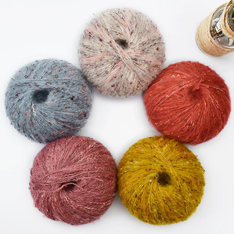 High quality 5pcs*50g soft colorful plush silk mohair yarn for knitting Crochet baby yarn weaving sewing thread X5116