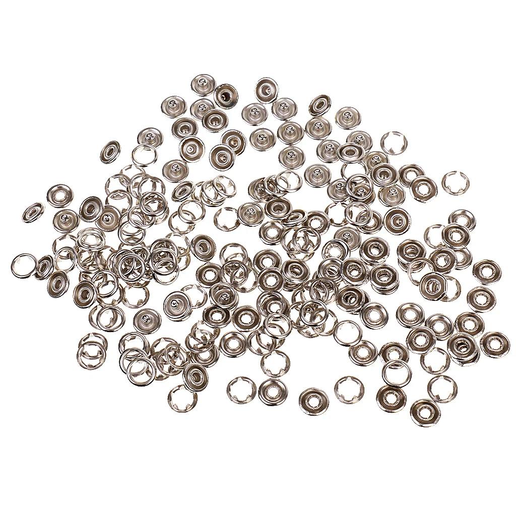 50 Set Di No Sew-On Snap Bottoni In Metallo Snap Fasteners Presse Borchie Bottoni Per Il Cucito, 9.5 Millimetri, Argento