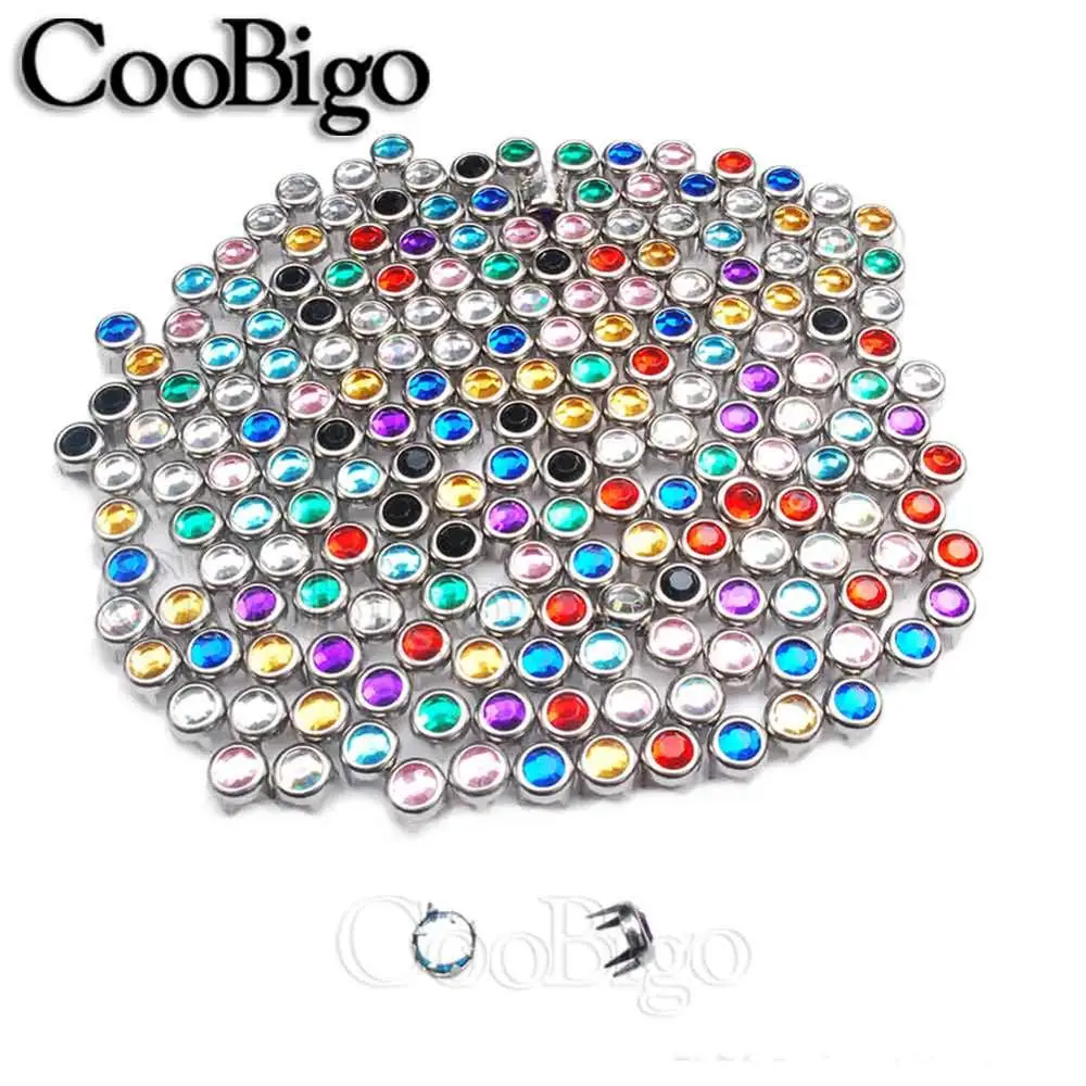Mixed Colors 100 шт 6 мм когти Стразы круглые плоские шпильки DIY заклепки гвоздики шипы для ткани обуви аксессуары - Цвет: Mixed Colors