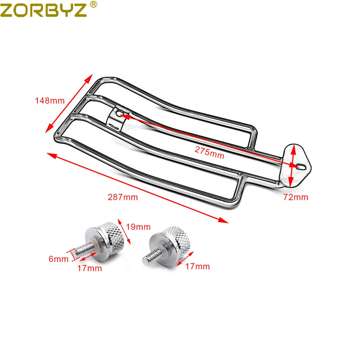 ZORBYZ Motorcycle Chrome Rear Solo Seat Luggage Rack Carrier With Seat Bolt For Harley Sportster XL 883 1200 1985-2003