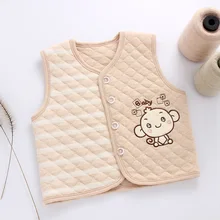 Жилет для младенцев осенний Тонкий теплый жилет из чистого хлопка для мальчиков и девочек от 0 до 2 лет осенняя одежда для кормления