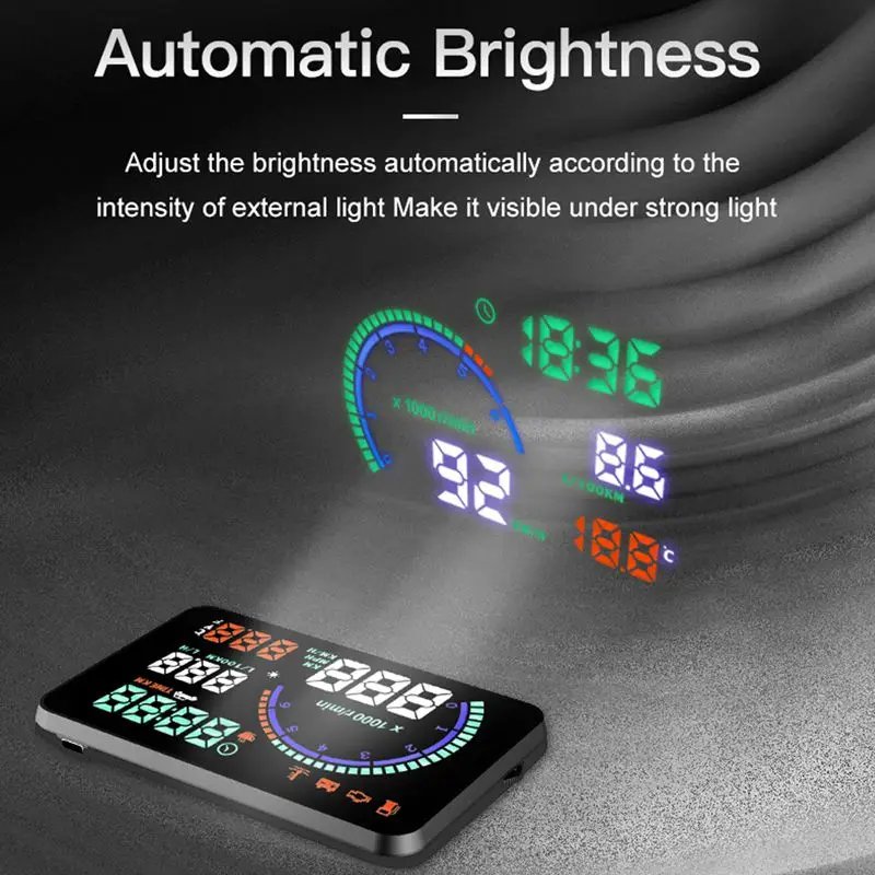 Цветной I9 5,5 дюймовый Hud Автомобильный дисплей, светодиодный проектор на лобовое стекло, Obd2 сканер Предупреждение о расходе топлива