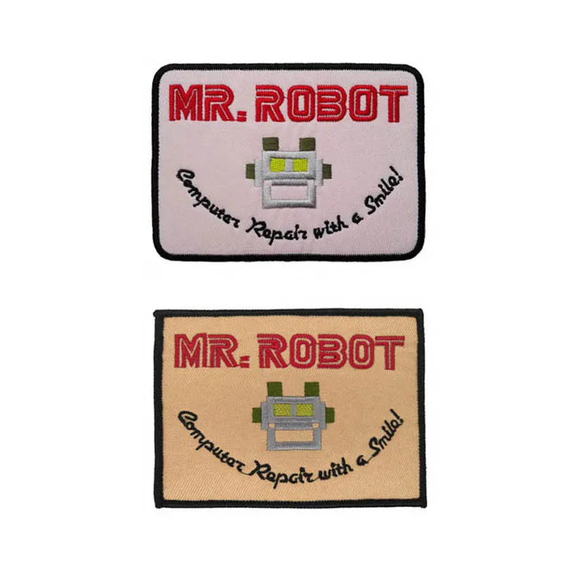 10 Pcs Mr Robot Embroidered Iron On Patch Movie Intelligent Robot Series Jeans Jacket Badge Clothing Accessories Diy Patches Aliexpress - roblox mr robot wallpaper