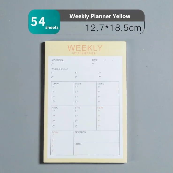 Weekly planner YW Новинка, милый блокнот, 54 листа, А4, B6, еженедельный, ежемесячный, органайзер, блокнот для заметок, ежедневный блокнот, школьные канцелярские принадлежности - Цвет: Weekly planner YW