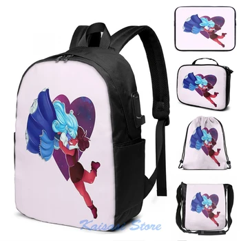 

Funny Graphic print Steven universe Ruby and Sapphire USB Charge Backpack men School bags Women bag Travel laptop bag