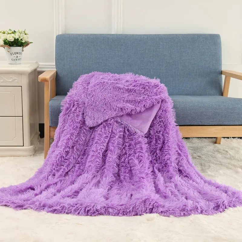 Super Soft faux fur throw blanket Fuzzy Fur Faux Elegant Cozy With Fluffy Throw Blanket Bed Long  Shaggy Soft Warm Bedding Sheet 3