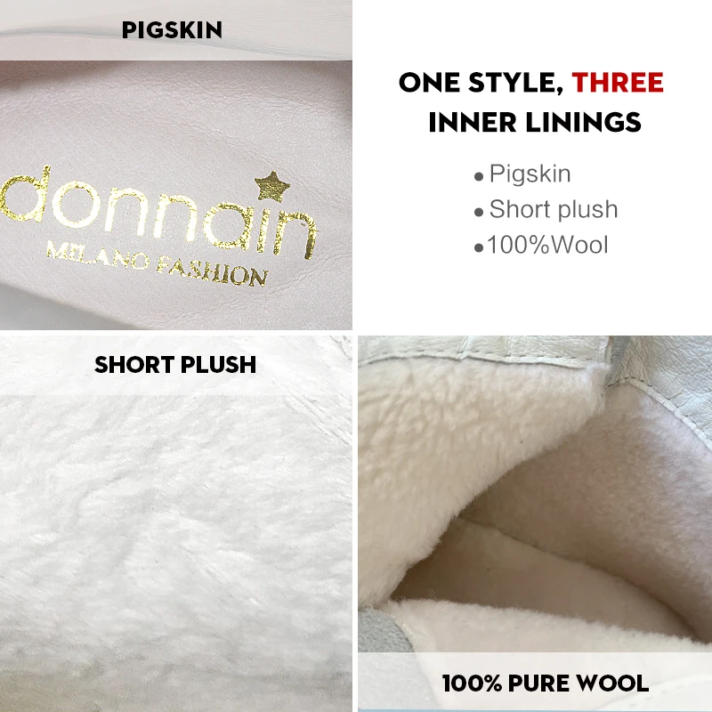 Женские ботинки на меху Donna-in, утеплённые мартинсы из натуральной кожи на низком каблуке, ботинки на платформе с шерстяной подкладкой и шнуровкой на сезон осень-зима