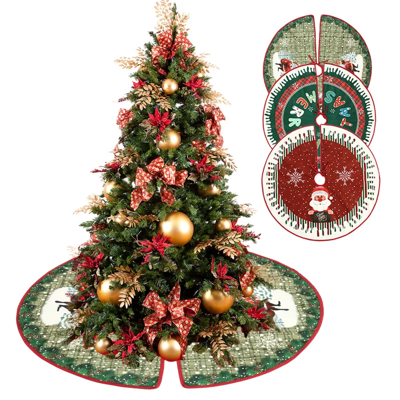 

Christmas Tree Skirts 90cm Santa Claus Snowman Scene Decor Tree Skirts Navidad New Year Christmas Tree Decorations for Home