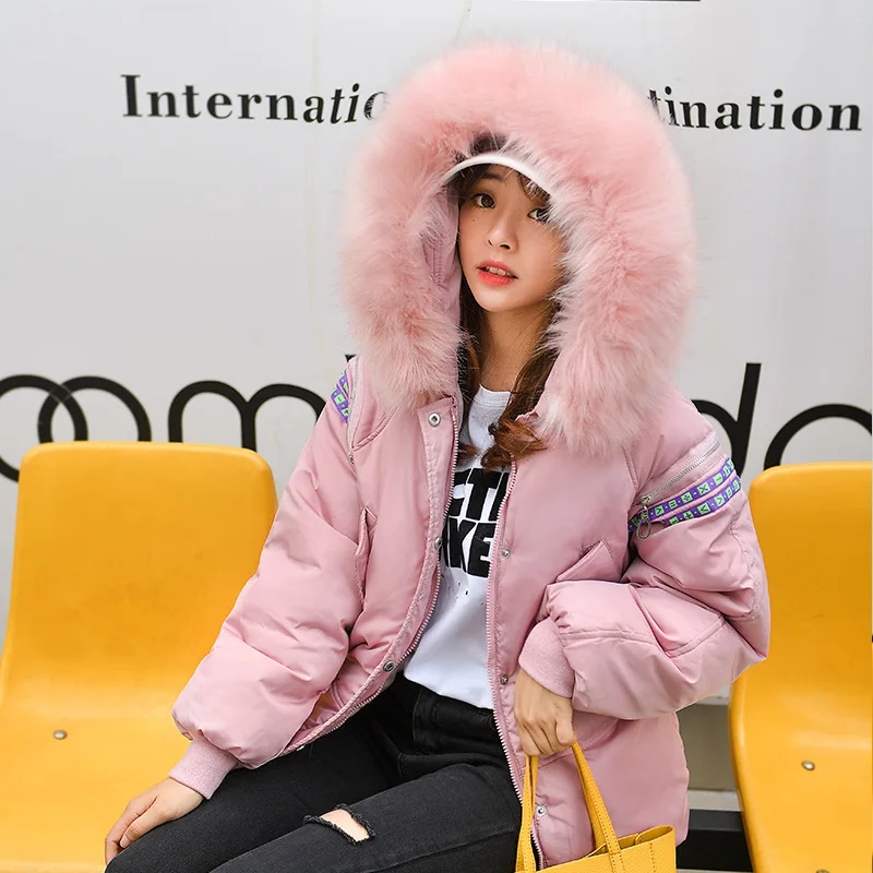 Розовый Abrigos Mujer Invierno короткая зимняя куртка женская меховая хлопковая стеганая куртка Женская парка Женская куртка зимнее пальто для женщин - Цвет: Розовый