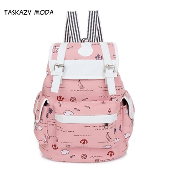 

Pretty Canvas Backpack Cartoon Printing School Bags for Teenager Girls Shoulder Bag Daypack Mochila Feminina Sac Bags for Women