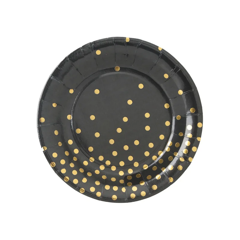 9inch plate 10pcs Черное золото бумажные салфетки для дня рождения украшения для взрослых вечерние принадлежности одноразовые наборы для детского душа вечерние украшения - Цвет: 9inch plate 10pcs