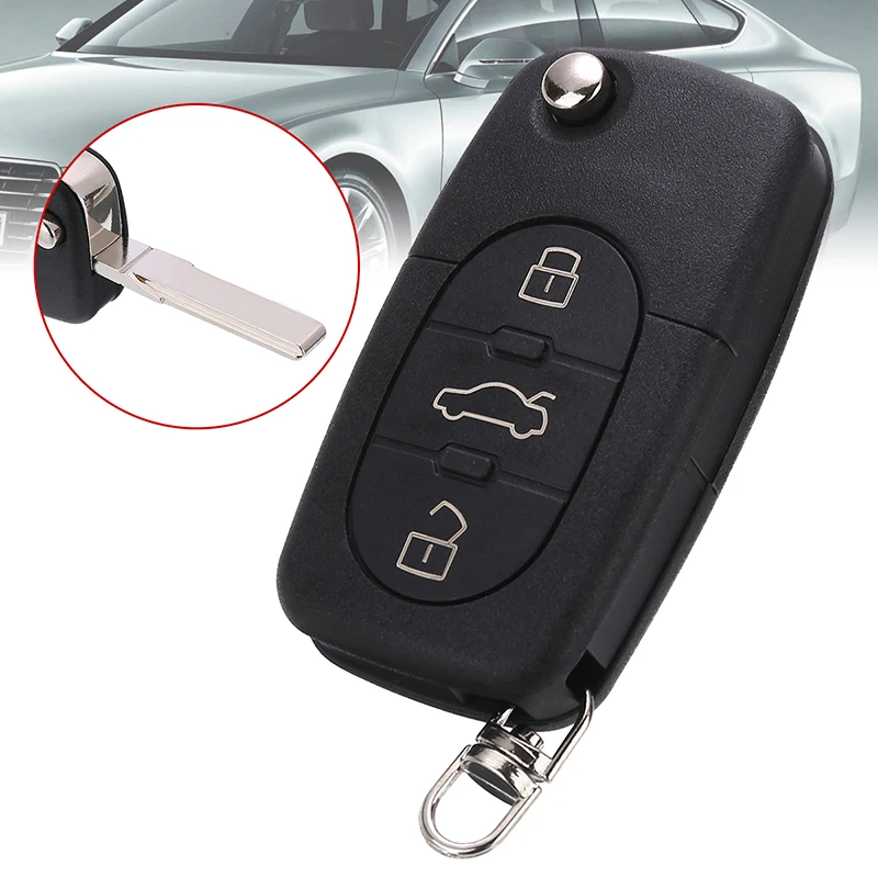 1pcs Car Key Blade Cover 3 Button Remote Key Fob Shell Case HAA Key Blade Fit For Audi A2 A3 A4 A6 A8 TT