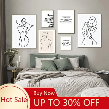 

Canvas Painting Abstract Woman Body Line Poster Nordic Picture Wall Art Print Painting Minimalist Scandinavian Home Decoration