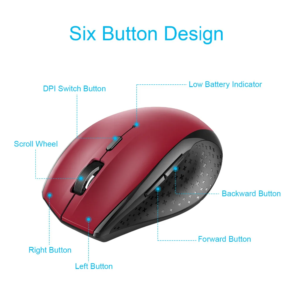 TeckNet беспроводная Bluetooth мышь BM308 красная 2,4 ГГц компьютерная мышь 1600 dpi 3000 dpi для huawei Xiaomi ноутбука ПК игровая мышь