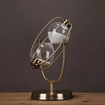 

Retro Wrought Iron Art Hourglass Invertible Metal Sandglass Craftworks Gift Ornament Furnishing for Study and Office Decoration