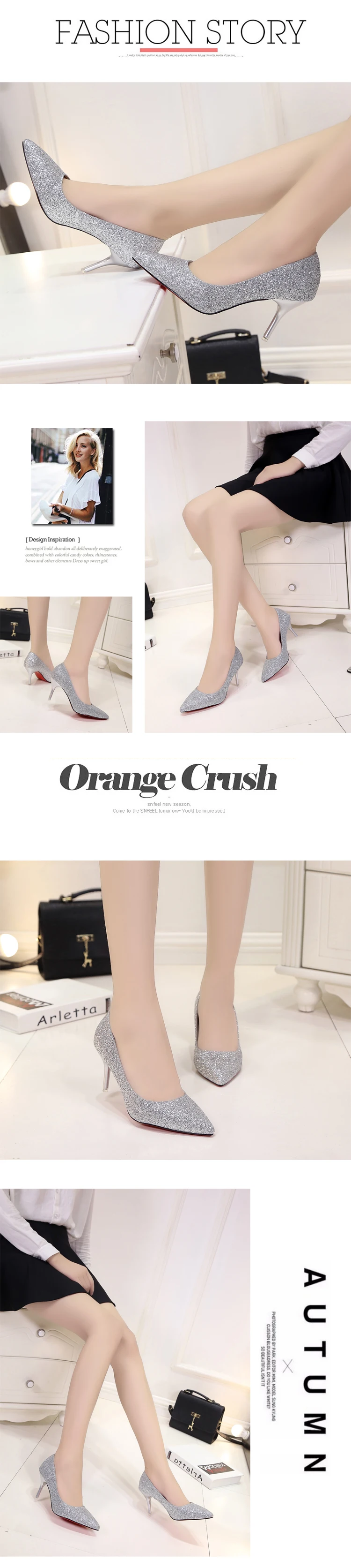 spring and autumn new women's single shoes Korean fashion gold pointed high heels sexy banquet bride wedding shoes