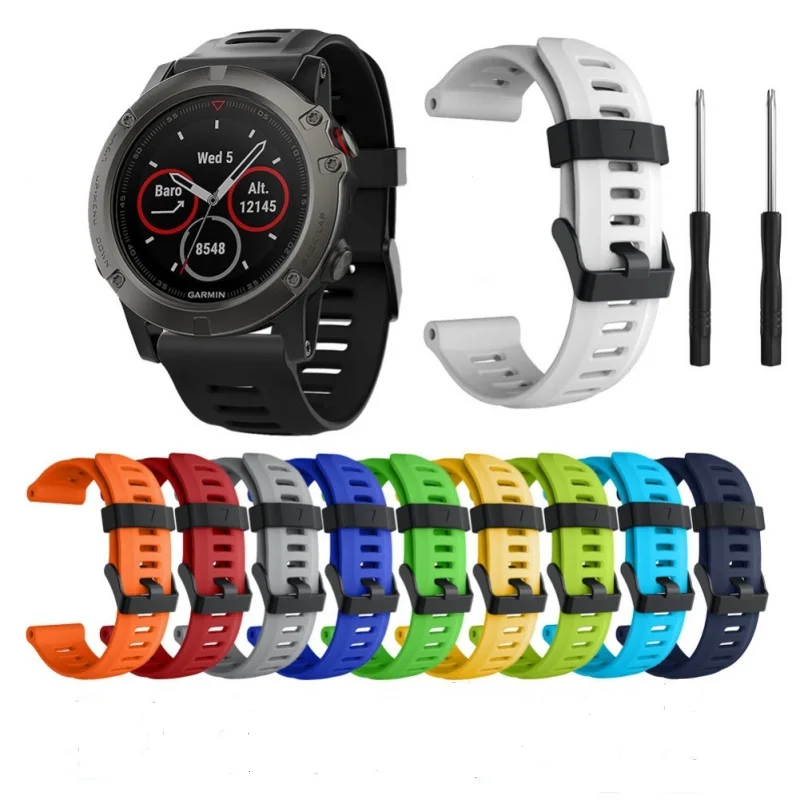 

26mm Replacement Watch Band Soft TPE Quick Release Strap For Garmin Fenix 3/3 HR/5X/5X Plus