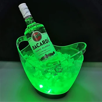 맥주 샴페인 와인 쿨러 욕조 양동이 용기, 2L LED 색상 변경 아이스 홀더, 바 나이트클럽 음료 음료용