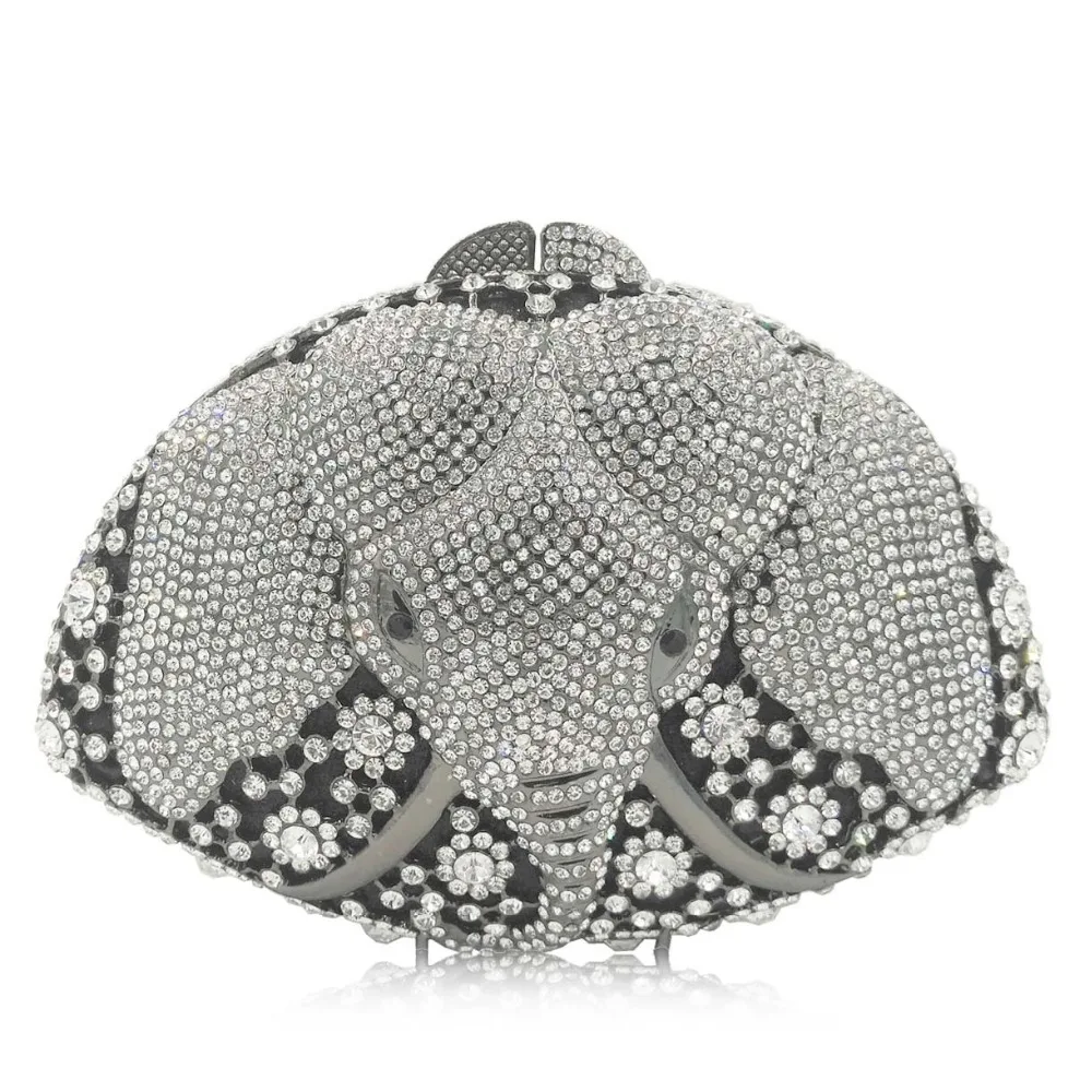 Elephant Diamond Evening Bags Wedding Minaudiere Handbags Purses Women Crystal cross body bags Clutch Formal Dinner shoulder Bag