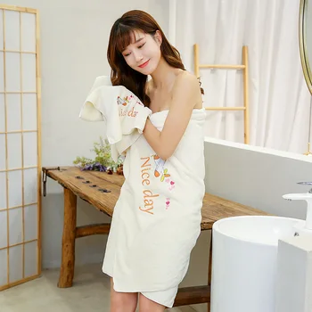 

70*140 Coral Velvet Embroidered Bath Towel Water-Absorbing Soft Extra-large Thick Creative Hotel Gift Adult Children Bath Towel