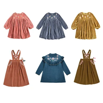 

Kids Dresses 2019 L&M Brand New Autumn Winter Girls Embroidery Beauty Flower Print Velvet Dress Baby Child Long Sleeve Clothes