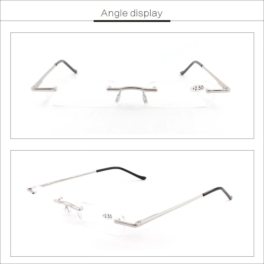 office rimless reading glasses women men with hard tube high quality with case diopter+1.0+1.5+2.0+2.5+3.0+3.5