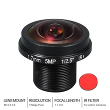 Видеонаблюдение объектив «рыбий глаз» объектив 1,7 мм M12 5,0 мегапиксельный с ИК-фильтром для экшн-камер 1/2. " F2.0 панорамный угол обзора 180 градусов