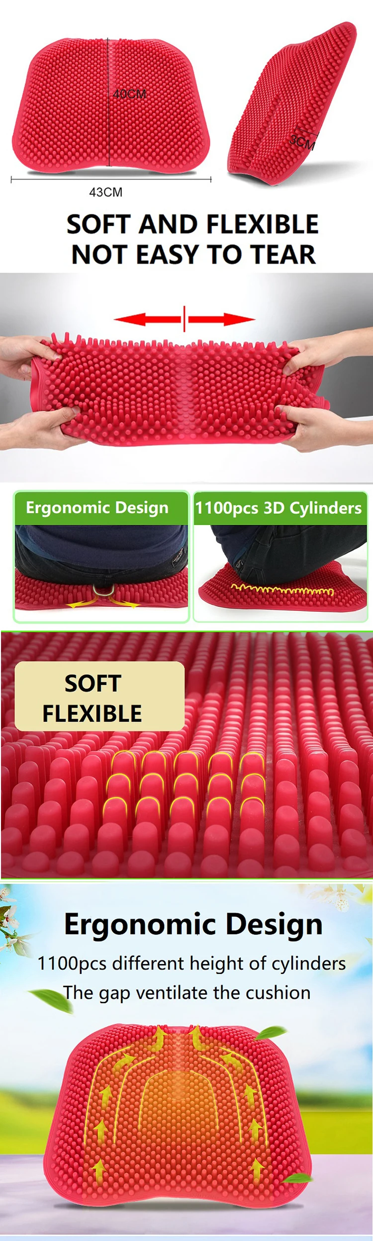 Pressure Relief Breathable Ass Cushion Ice Pad Silica gel Pad Non-Slip Wear-Resistant Durable Soft And Comfortable Cushion For