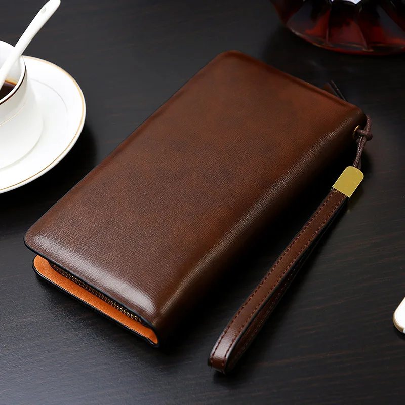 Najtaniej Portfel męski luksusowa kopertówka mężczyzna długa opaska etui na telefon do skóry męska kopertówka wizytownik na karty biznesowe marka portafoglio uomo