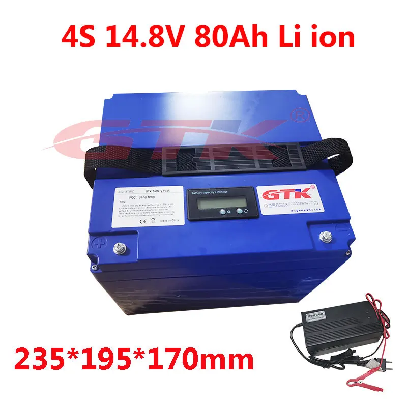 GTK 14.8v 80ah lithium Rechargeable bateria not 100ah li ion BMS 4s for 12v ups Auto Motor Boat RV Solar Energy+10A Charger | Электроника
