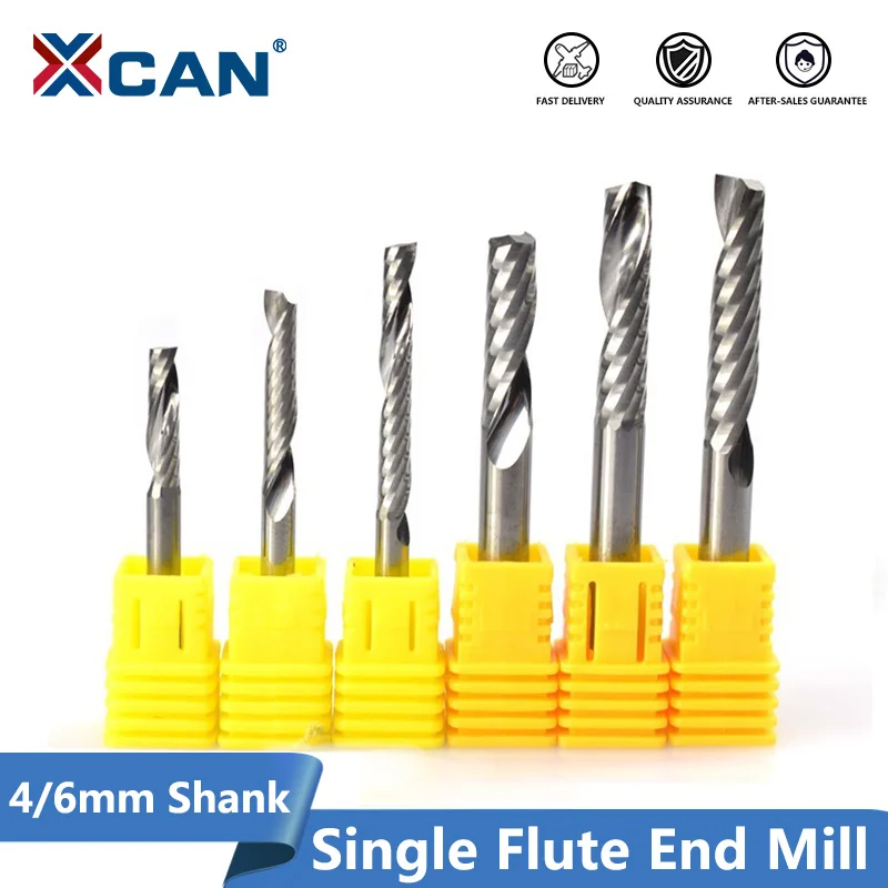 Spiral-End-Mill Milling-Cutter Cnc-Router-Bit Single-Flute XCAN Straight-Shank Carbide