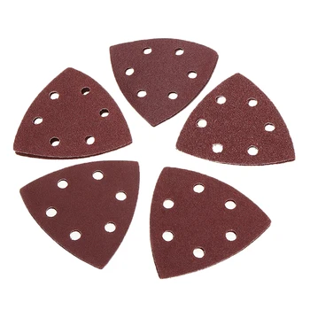 

10pcs 6Holes Triangle Sander Sheet 40 60 80 100 120Grit Detail Sanding Papers Pad For Grinding Polishing Electric Pneumatic Tool