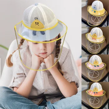 

Baby Kids Hat with Protective Clear Face Shield Anti Spitting Windproof Dustproof Sun Proof Bucket Hat A7