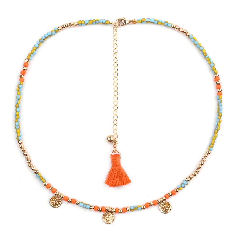 Boho модное женское короткое ожерелье колье ожерелье s маленькая акриловая подвеска из золотых монет на заказ ожерелье женский аксессуар NKS227