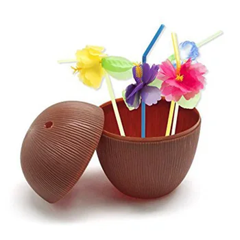 

12Pcs/Lot Plastic Pineapple Coconut Drinking Cup Summer Party Juice Party Cups with Straws for Hawaii Tropical Luau Party Decor