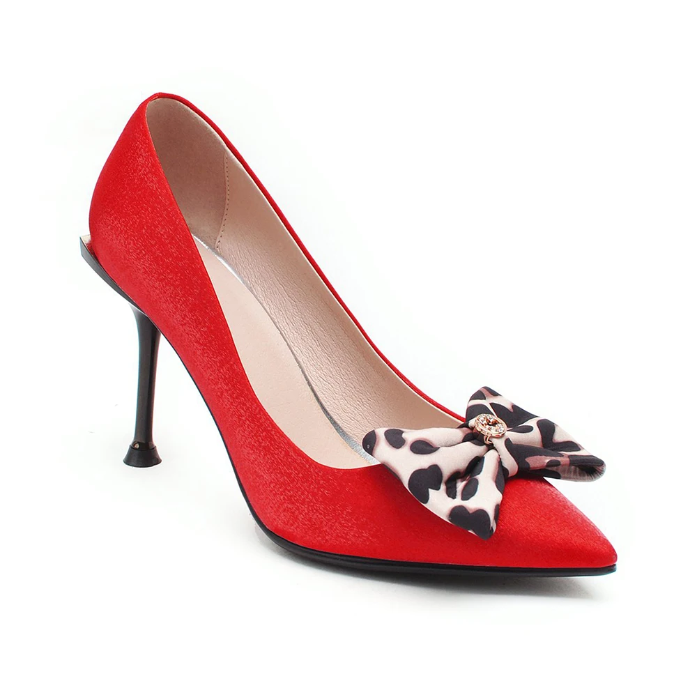

BESCONE Stylish Women Pumps Leopard Print Butterfly-Knot Shallow Thin Heel Shoes New Sexy Pointed Toe Party Ladies Pumps BM371