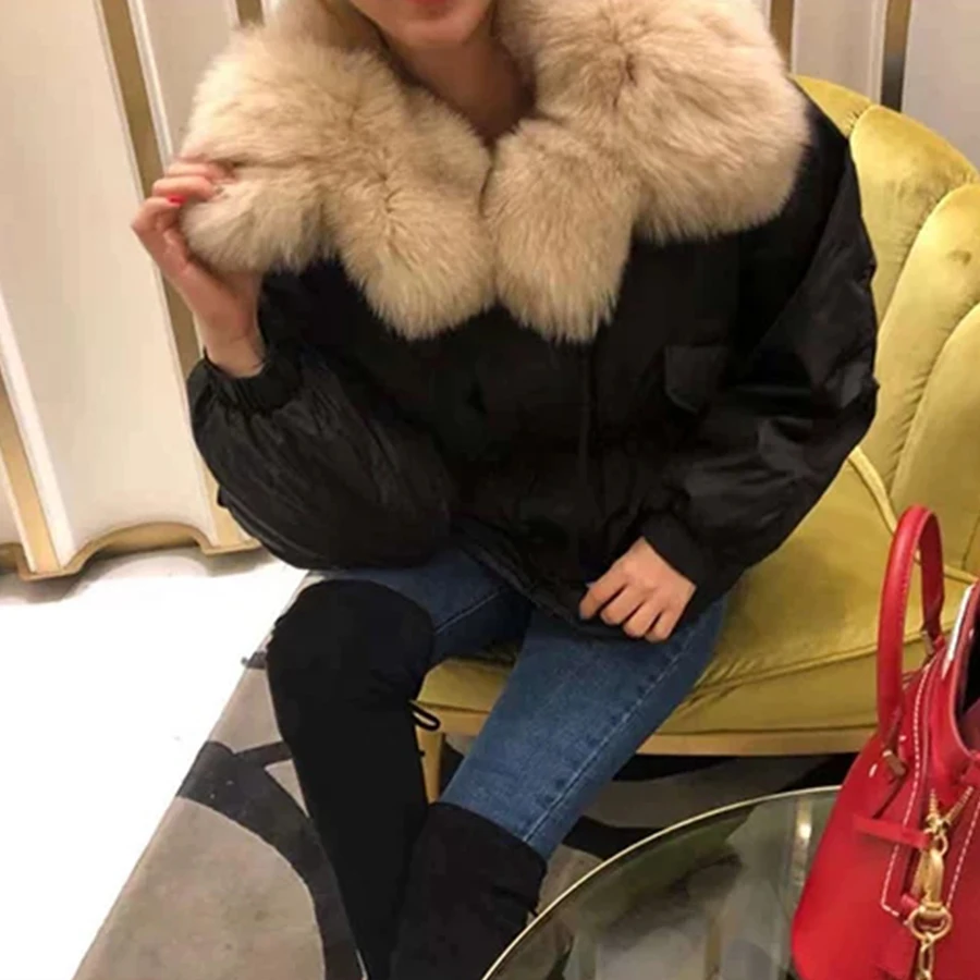 Koop Hoge Taille Winter Bont Collor Down Jas Vrouwen Thicken Warm Plus Size Parka Jassen Jassen Vrouwelijke Koreaanse Slim Donsjack bovenkleding